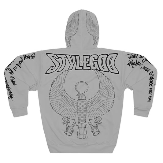 Heru Hoodie — STYLEGOD Graphic Pullover with SJR script