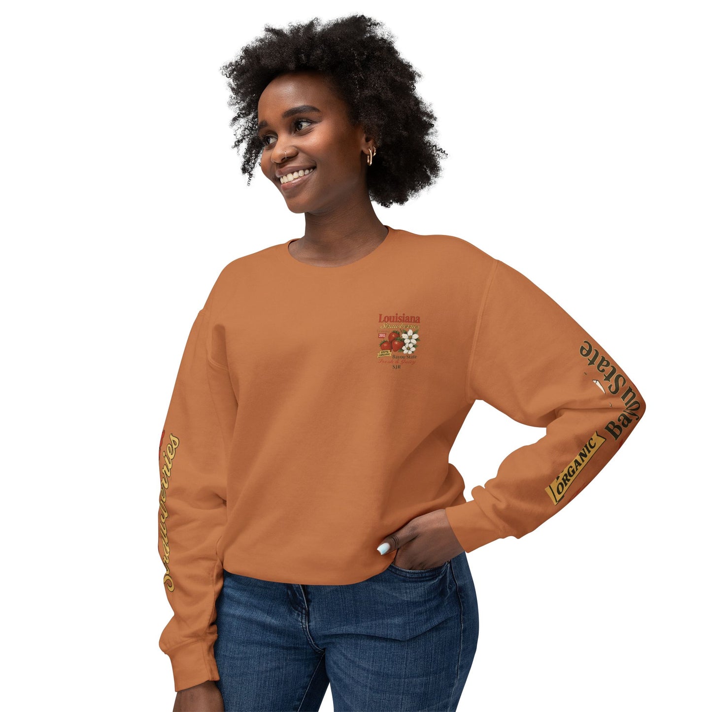 Crewneck Sweatshirt — Louisiana Strawberries Vintage Farm Graphic