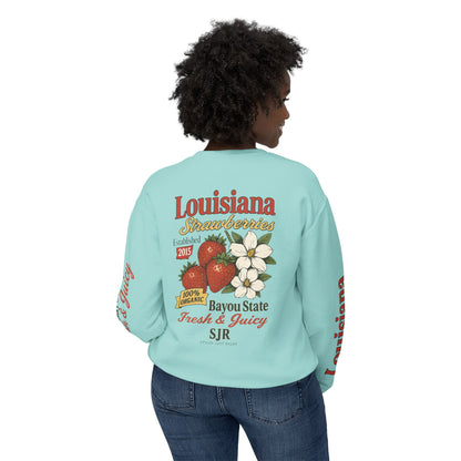 Crewneck Sweatshirt — Louisiana Strawberries Vintage Farm Graphic
