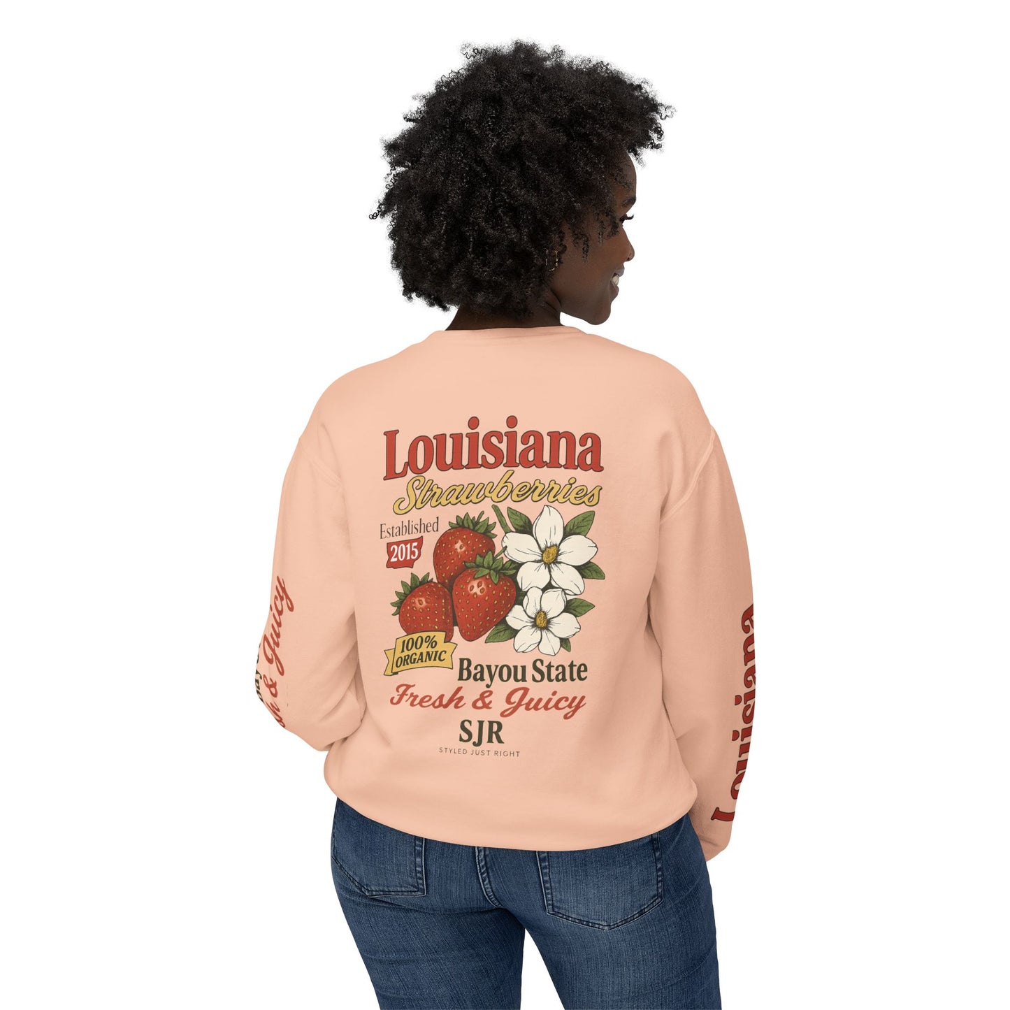 Crewneck Sweatshirt — Louisiana Strawberries Vintage Farm Graphic