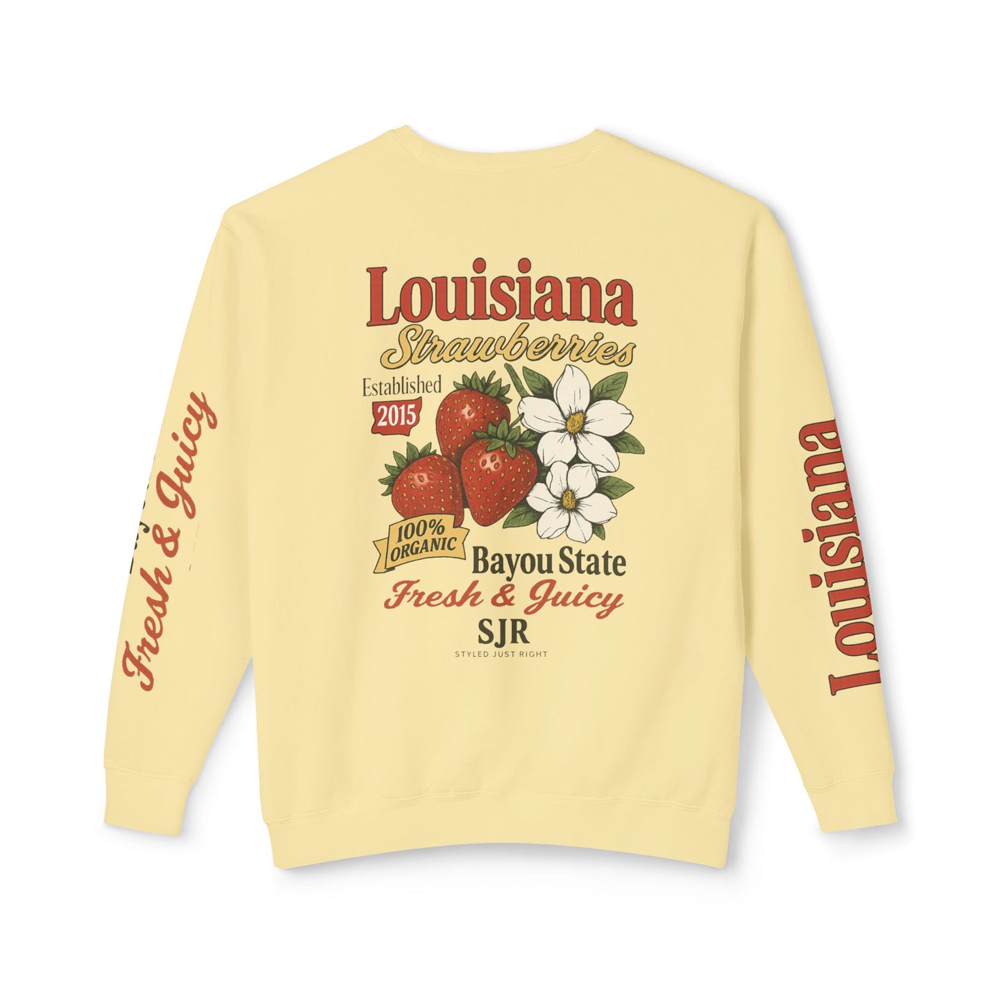 Crewneck Sweatshirt — Louisiana Strawberries Vintage Farm Graphic