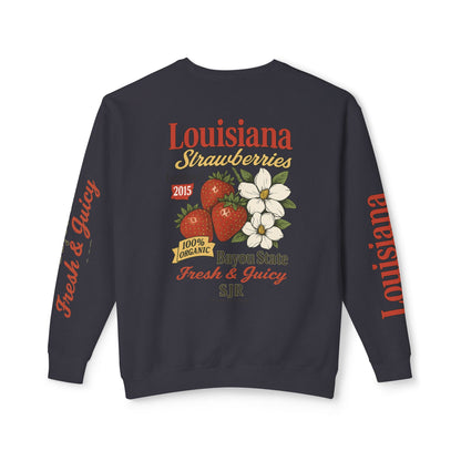 Crewneck Sweatshirt — Louisiana Strawberries Vintage Farm Graphic