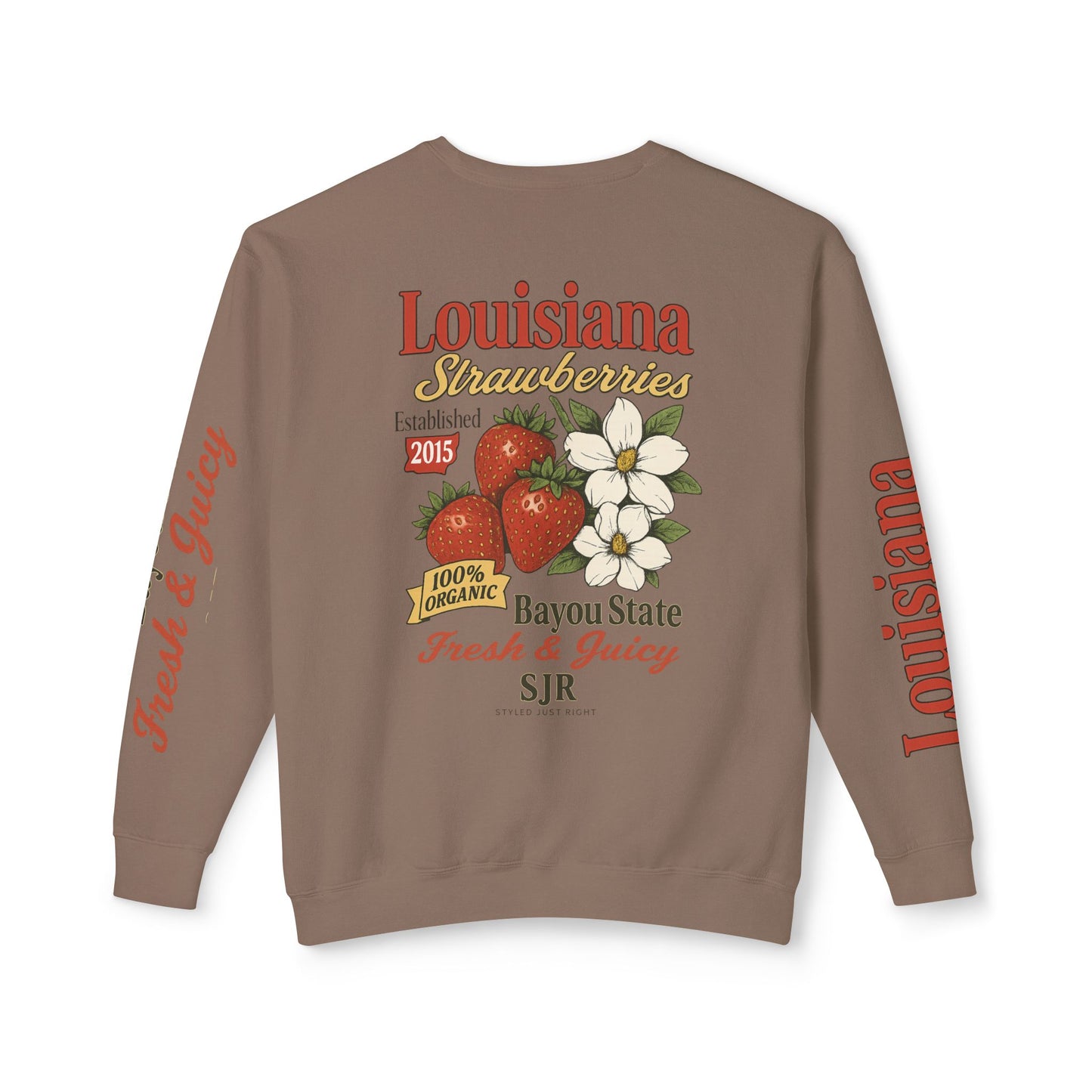 Crewneck Sweatshirt — Louisiana Strawberries Vintage Farm Graphic