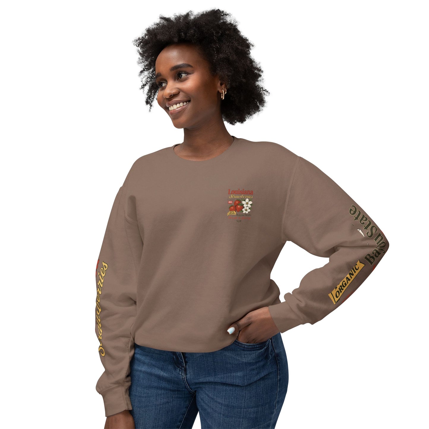 Crewneck Sweatshirt — Louisiana Strawberries Vintage Farm Graphic