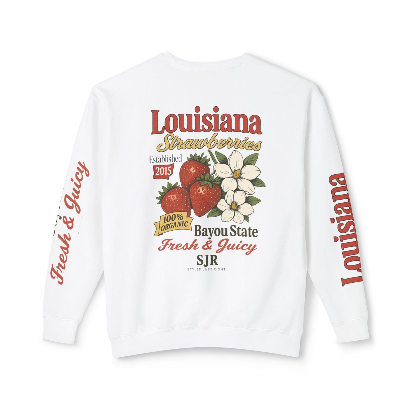Crewneck Sweatshirt — Louisiana Strawberries Vintage Farm Graphic