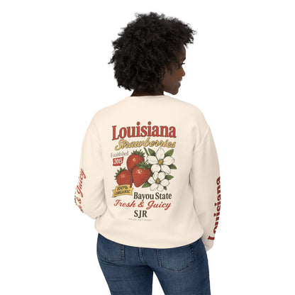 Crewneck Sweatshirt — Louisiana Strawberries Vintage Farm Graphic
