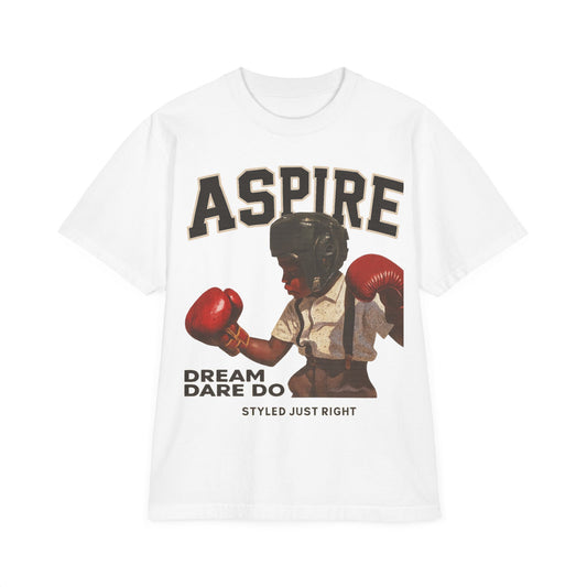 Garment-Dyed T-Shirt - Vintage Boxing Aspire Tee, Casual Streetwear, Motivational Apparel, Gift for Fitness Lovers, Retro Style