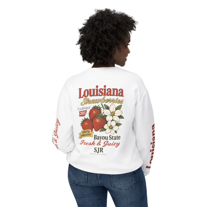 Crewneck Sweatshirt — Louisiana Strawberries Vintage Farm Graphic
