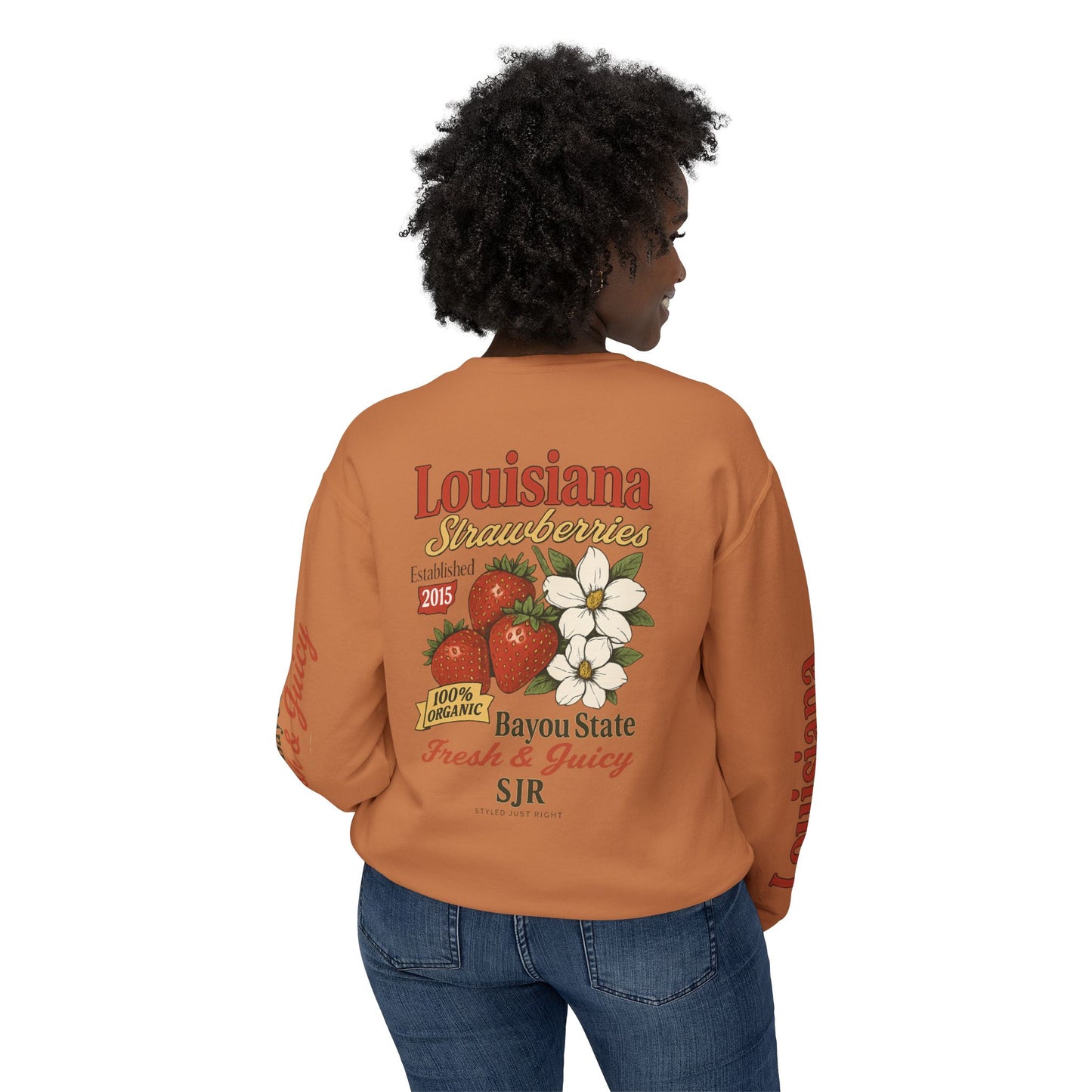 Crewneck Sweatshirt — Louisiana Strawberries Vintage Farm Graphic