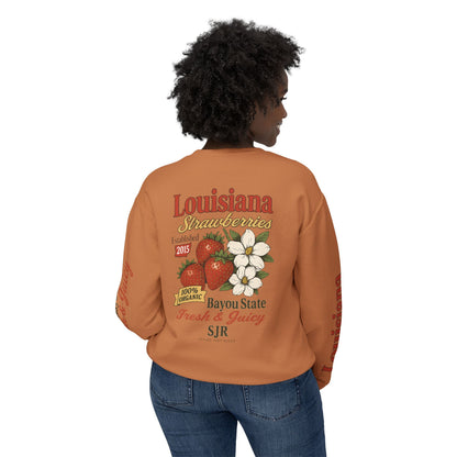 Crewneck Sweatshirt — Louisiana Strawberries Vintage Farm Graphic