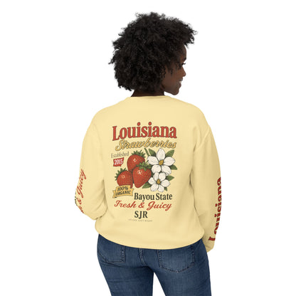 Crewneck Sweatshirt — Louisiana Strawberries Vintage Farm Graphic