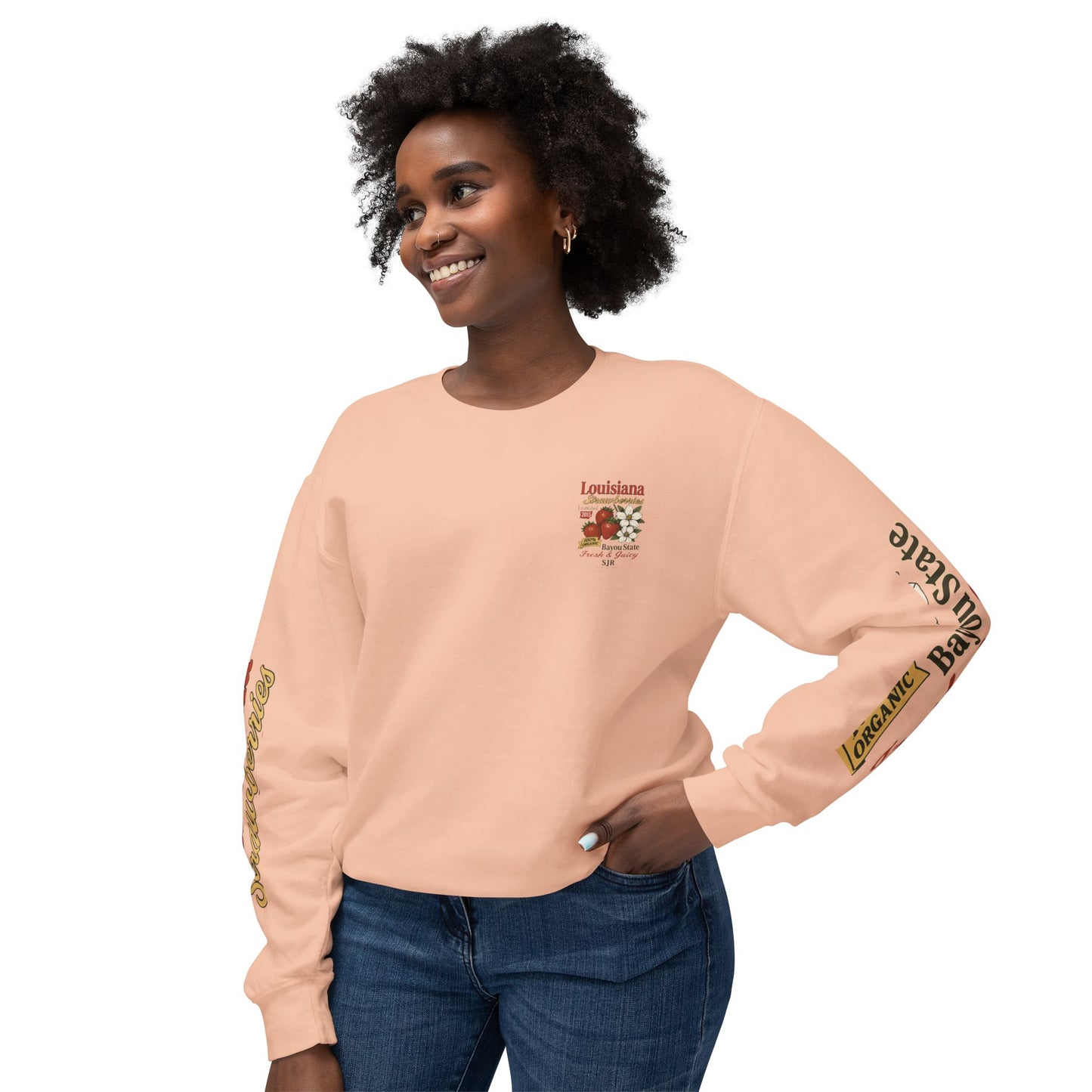 Crewneck Sweatshirt — Louisiana Strawberries Vintage Farm Graphic