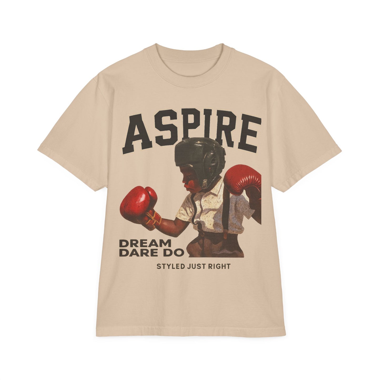 Garment-Dyed T-Shirt - Vintage Boxing Aspire Tee, Casual Streetwear, Motivational Apparel, Gift for Fitness Lovers, Retro Style