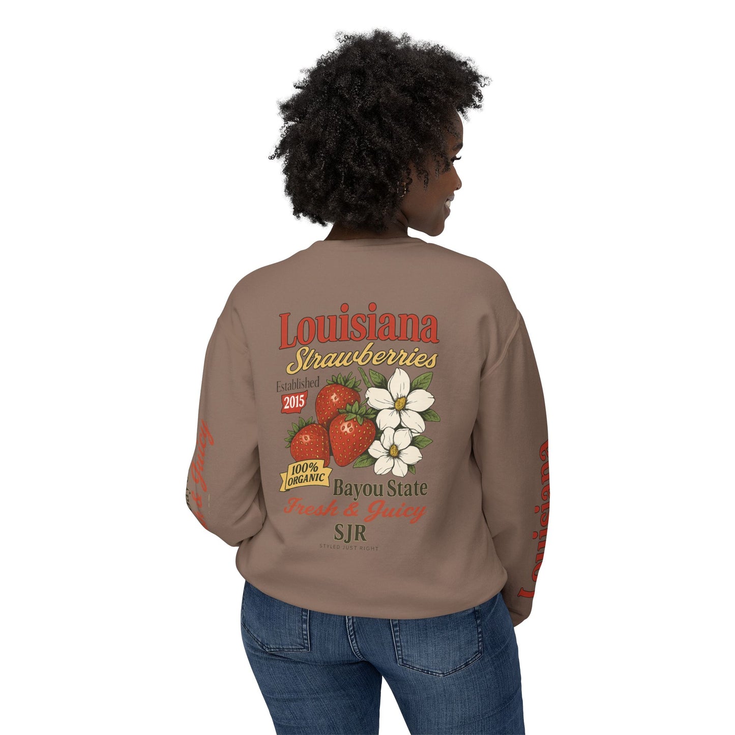 Crewneck Sweatshirt — Louisiana Strawberries Vintage Farm Graphic