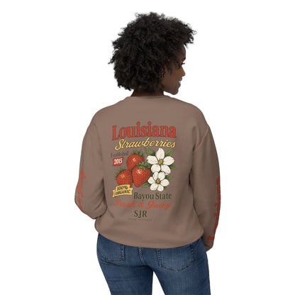 Crewneck Sweatshirt — Louisiana Strawberries Vintage Farm Graphic