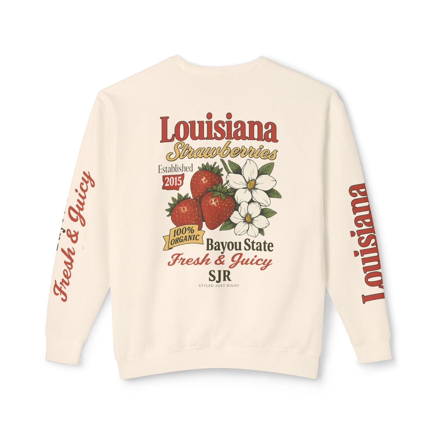 Crewneck Sweatshirt — Louisiana Strawberries Vintage Farm Graphic