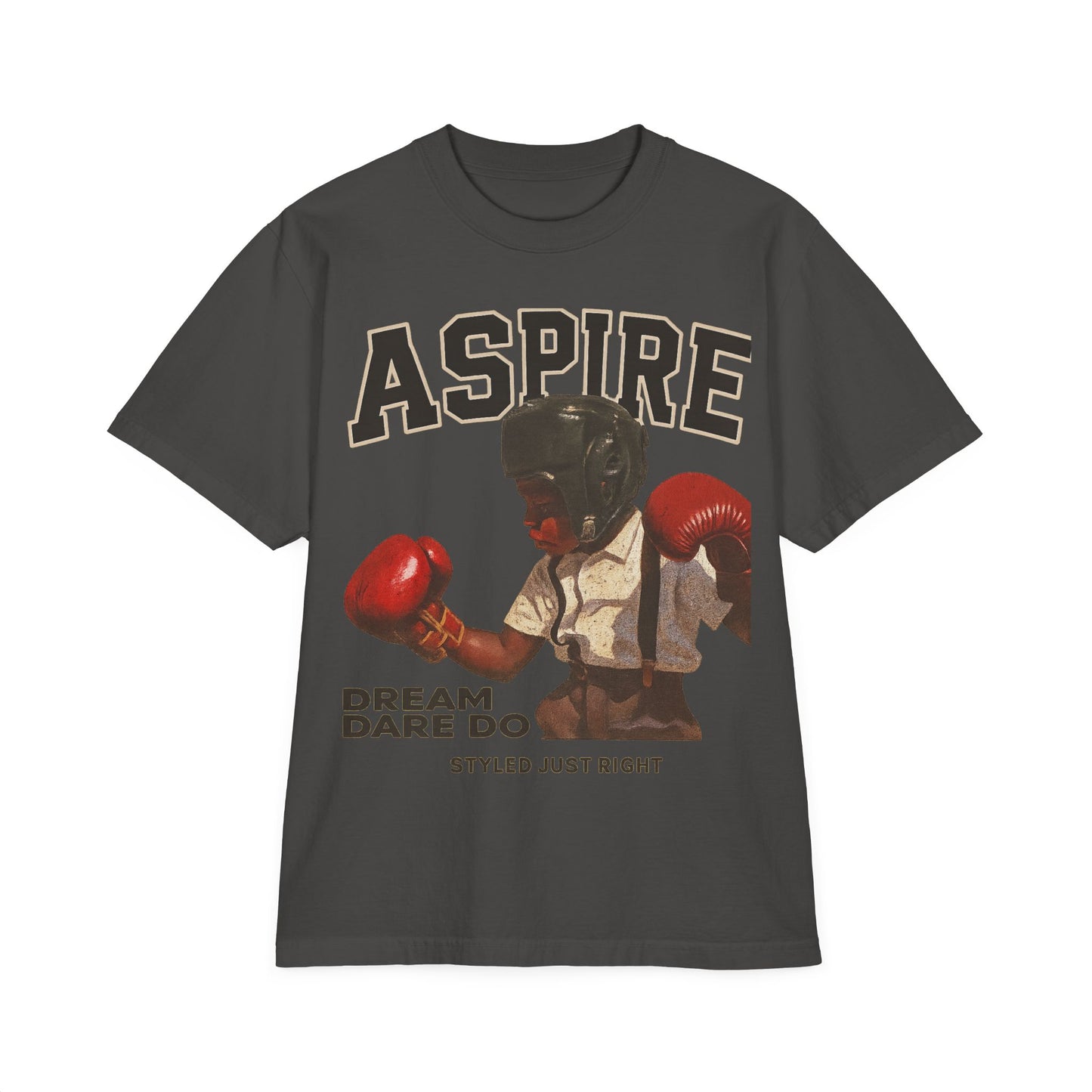 Garment-Dyed T-Shirt - Vintage Boxing Aspire Tee, Casual Streetwear, Motivational Apparel, Gift for Fitness Lovers, Retro Style