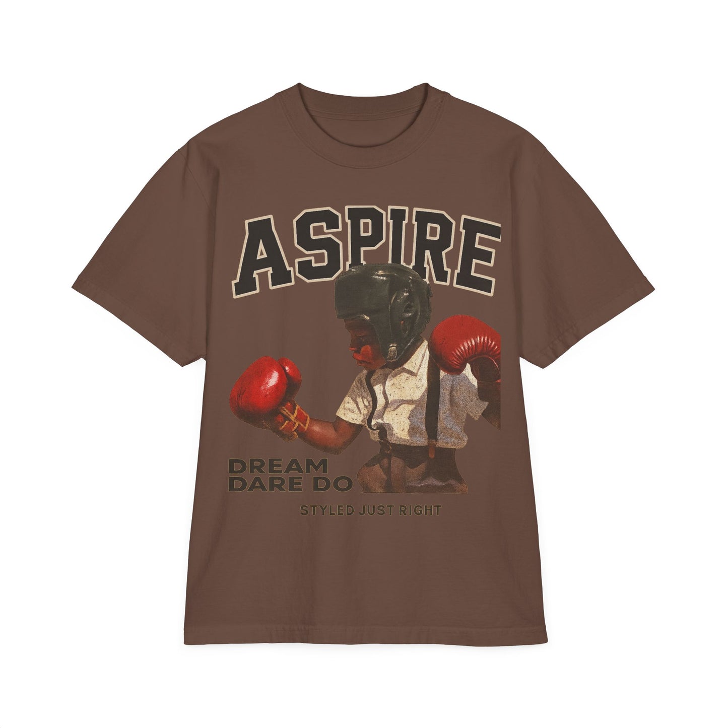 Garment-Dyed T-Shirt - Vintage Boxing Aspire Tee, Casual Streetwear, Motivational Apparel, Gift for Fitness Lovers, Retro Style